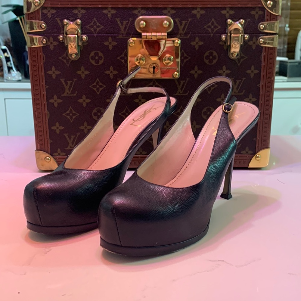 Yves Saint Laurent Slingback Tribute Two Black Pumps EU 39.5